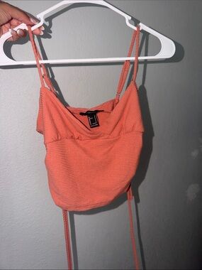 Forever 21 Coral Textured Ribbed Cami with Tie Back